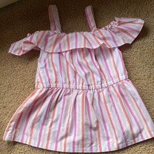 Penelope Mack Pink And Orange Stripe Off Shoulder Girls Top